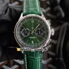 Новый Premier B01 Стальной корпус AB0118A11L1X1 VK Кварцевый хронограф Мужские часы Секундомер Зеленый циферблат Часы с зеленым кожаным ремешком Hello W200P