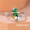 Wedding Rings Boho Female Small Green Butterfly Stone Engagement Ring Trendy Silver Color Bride Jewelry Gift For Women