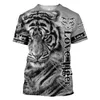 3D Tiger Print T Shirt For Men Boutique Animal Graphic T-shirts Letni trend harajuku duży krótkie rękawie wypoczynek o nokół x7v6#