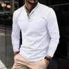 Polo de manga larga para hombre, camiseta de color c cuello levantado, top transpirable, informell, antiarrugas, ncios, calle, moda l9TB#