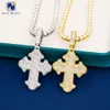 Iced Out Baguette Cut Diamond Cross Pendant Wholesale Hip Hop Jewelry Gold Plated 5a Cubic Brass Cross Pendant and Charm