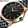 Obejrzyj Man New Curren Brand Watches Fashion Business Na ręce z auto data zegar ze stali nierdzewnej Zegar męski Casual Style ELOJ259M