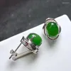 Dangle Oorbellen Natuurlijke Groene Jade Stud 925 Sterling Zilver Nefriet Tian Jades Oorstekers Oorbel Vrouwen Fijne Sieraden Accessoires