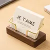 Decorative Plates Card Storage Business Holder Walnut Wood Beech Organizer Metal Tabletop Shelf Cards Display Stand