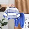 Kleidung Sets Baby Boy Designer Kleidung 2024 Frühling Koreanischen Stil Casuai Gestreiften Langarm T-shirts Und Overalls Kinder Bebes Jogging anzüge