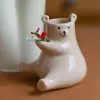 Vasi I più venduti Nuovi vasi creativi per vasi di fiori con orso a forma di cuore per la decorazione domestica Fioriera in ceramica Regalo di vasi per animali adorabili