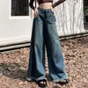 Jeans para mujer Pierna ancha Mujeres Primavera Longitud completa Cintura alta Azul Baggy Girl Coreano Pantalones de gran tamaño Y2K Moda Streetwear