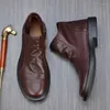 Boots 2024 Leather For Men Brown Rubber Fashion Casual Shoes Male Comfortable Outdoor