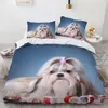 Housse de couette pleine taille avec chien de dessin animé, 2 pièces, taie d'oreiller, couette 3d, ensembles de literie, animaux jumeaux, ensemble de chambre à coucher, sans drap