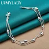 Kedja 925 Sterling Silver Armband Chain Fashion Design Produkt Vackra smycken Högkvalitativ kvinnors bröllopsarmband pärlor 240325