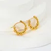 Stud Earrings INS Fashion18K Gold Plated Stainless Steel Beads Hoop For Women Hypoallergenic Everyday Jewelry Gift