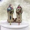 Dress Shoes Flower 789 Heelgoo Print vrouwen Gold Pointy Toe High Heel Wedding Bridal Sexy Ladies Party Stiletto Pumps Maat 34-46 5