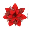 Juldekorationer 5st glitterrosa konstgjorda blomma 14 cm blommor huvud Xmas träd ornament glad dekoration år för hem