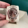 Relógio masculino mecânico automático cal 2823 marrom numeral romano 228235 40mm cristal de safira à prova d' água 50m pulseira de relógio ajustável230f