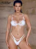 Damesbadmode Nibber Sexy strandstijl bikini Dames tweedelige set Mesh gesplitste tops Bijpassende onderbroek Vrouwelijke reisvakantieoutfits