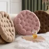 Oreiller 35x35cm en forme de biscuit en peluche douce et créative, coussin de siège décoratif, Tatami japonais, canapé arrière