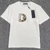 Abito da set a maniche corte pesanti di alta qualità femminile 2024 Nuova lettera Emblema Emblema T-shirt versatile Pure Cotton stesso stile