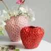 Strawberry Vase Ceramic Vase Flower Pot Artificial Fruit Floral Arrangement Accessories Terrarium Home Decoration Accessories 240311