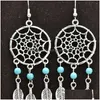 Stud Dreamcatcher Stone Beads Feathers Earrings Simple Atmospheric Pendant Charm Drop Jewelry For Woman Z243 230714 Delivery Dhz1U