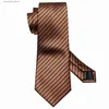 Neck Ties Neck Ties Fahsion Brown Striped Men Tie Brooch Set 100% Silk Tie for Men Necktie Handkerchief Cufflinks Set Neck Tie Fashion Adult Y240325