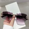 Óculos de sol kammpt sem aro vintage óculos de sol 2024 nova chegada quadrado gradiente oceano lentes mulheres tons de luxo marca design na moda eyewearl2403