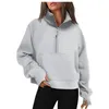 Yoga Outfits Lu-88 Scuba Half Zip Hoodie Jacket Designer Sweater Womens Define Workout Sport Coat Fitness Activewear Top Solid Zipper Otkaf