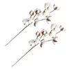 Flores decorativas 10 cabeças Diy Decoração de casamento Filler Floral Home seco Cotton Stems Farmhouse Style Artificial Flower Kapok Simulação