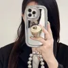 Casos de telefone celular 3D Coreia Irregular Ring Holder Stand Phone Case para iPhone 15 Pro Max 13 12 11 14 Pro Galvanizado Espelho Capa de Proteção Capa H240326