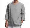 Cott Linen Hot Sale Męskie koszule LG-Sleeved Summer Solid Color Stand-Up Obroź