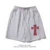 American Cross Printed Sports Shorts for Men's Summer Instagram Fashion Brand Versatile High Street Loose 5/4 Pants