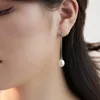 أقراط مسمار Karachi French Light Luxury S925 Pure Silver Ear Tassel Freshwater Pearl Zircon inlaid Style Fashion