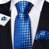 Cravates de cou Cravates de luxe bleu argent cravate à carreaux pour hommes cravate mouchoir boutons de manchette ensemble mariage fête d'affaires Gravata BarryWang 6342 Y240325