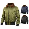 autumn Bomber Jacket Men 2023 New Winter Warm Windproof Fur Collar Jacket Male Coat Outdoor Casual Vintage Military Men Clothing h39Q#