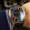 Alta Qualidade Crazy Hours Automatic Mens Watch Rose Gold Case Black Dial 8880 CH Color Number Gents Sport Relógios Relógios Couro S246t