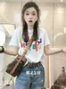 Diseñador 2024 SS Summer coreano Carta suelta Camiseta impresa Camiseta de manga corta Diseño de mujeres Sense Casual Versátil Top Instagram