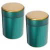 Garrafas de armazenamento 2 Pcs Frascos de chá de folha de flandres com tampa recipiente hermético canisters açúcar para escritório selado doces de frutas secas