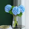 Flores decorativas Hortensia artificial con tallo Ramo falso realista Sin desvanecimiento Hogar Jardín Decoración para fiesta de boda Accesorios