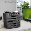 Drawers 3 Layer Stationery Storage Drawers Box Desktop Sundries Organizer Box Artificial Leather MultiFunctional Desk Organizer Black