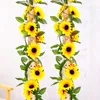 Decorative Flowers Wholesale Sunflowers Vine 2.3m Artificial Decoration Home Room Decor Wedding Plastic Flower