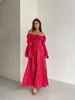 Parti Elbiseleri Jeserary Satin Maxi Yüksek Slit Elbise Kadınlar Seksi Omuzdan Sırtsız Fener Uzun Kolu Tam Uzunluk Vestidos Prom