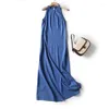 Casual Dresses YENKYE 2024 Women O Neck Sleeveless Tank Linen Long Dress Sexy Side Slit Female Vestidos