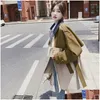 Womens Trench Coats Superaen Coreano Design Patchwork Windbreaker Jaqueta Solta Primavera e Outono Contraste Cor Casaco Drop Delivery A Otmrn