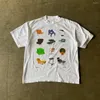 Мужские футболки Harajuku Vintage Y2k Classic Kawaii Pattern Футболка с принтом Увеличенный топ с круглым вырезом Свободная женская одежда с короткими рукавами
