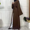 Vêtements ethniques Abaya pour femmes marocaines robe musulmane ouverte élégante dentelle broderie lâche Turquie Moyen-Orient Ramadan
