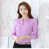 Womens Blouses Shirts Female Blusas Mujer 2024 Spring Fashion V-Neck Office Ladies Tops Solid Pink Blouse Women Long Sleeve Drop Deliv Otduj