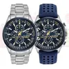 Luxe Wateproof Quartz Horloges Business Casual Stalen Band Horloge Heren Blue Angels World Chronograaf Horloge 2201131656