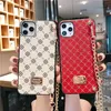 携帯電話ケースラグジュアリーブランドフラワーハードレザークロスボディバッグ電話ケースiPhone14 13 XR XS Max 7 8 6plus 7plus 12 11 15proバックカバーCoque H240326