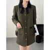 Casual Jurken Dames Herfst Winter Wollen Elegante O-hals Single-Breasted Mini Jurk High-End Kleine Geurige Wind