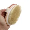 Brosse sèche pour cheveux en peau naturelle de porc, brosse à poils en bois pour bain et douche, brosse corporelle pour SPA sans poignée s