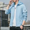 Men's Jackets Spring Autumn Loose Casual Solid Color Zipper Jacket Male Long Sleeve Cardigan Sunscreen Top Men Hooded All-match Coat Hombre